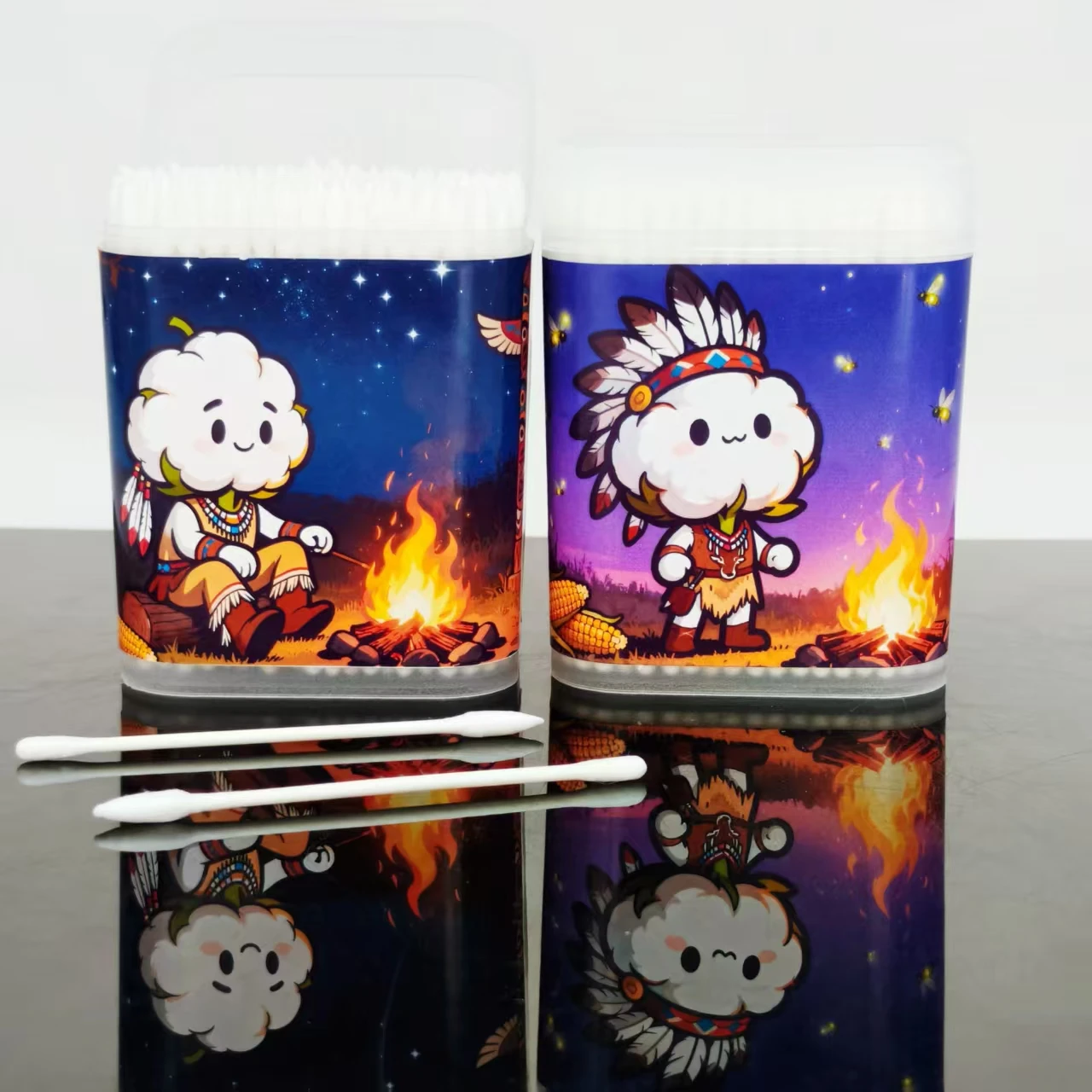 400Pcs/600Pcs Original Tribal Design Cotton Swabs White Fine-Tipped Cotton Swabs Gift Cotton Swabs
