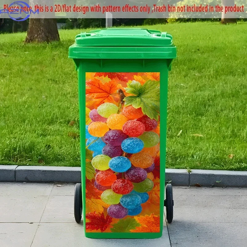 PC 2D Flat Self-Adhesive Trash Can Sticker, Colorful Jelly Grape Decorative Sticker, Creative Trash Can Decoration, Suitable f