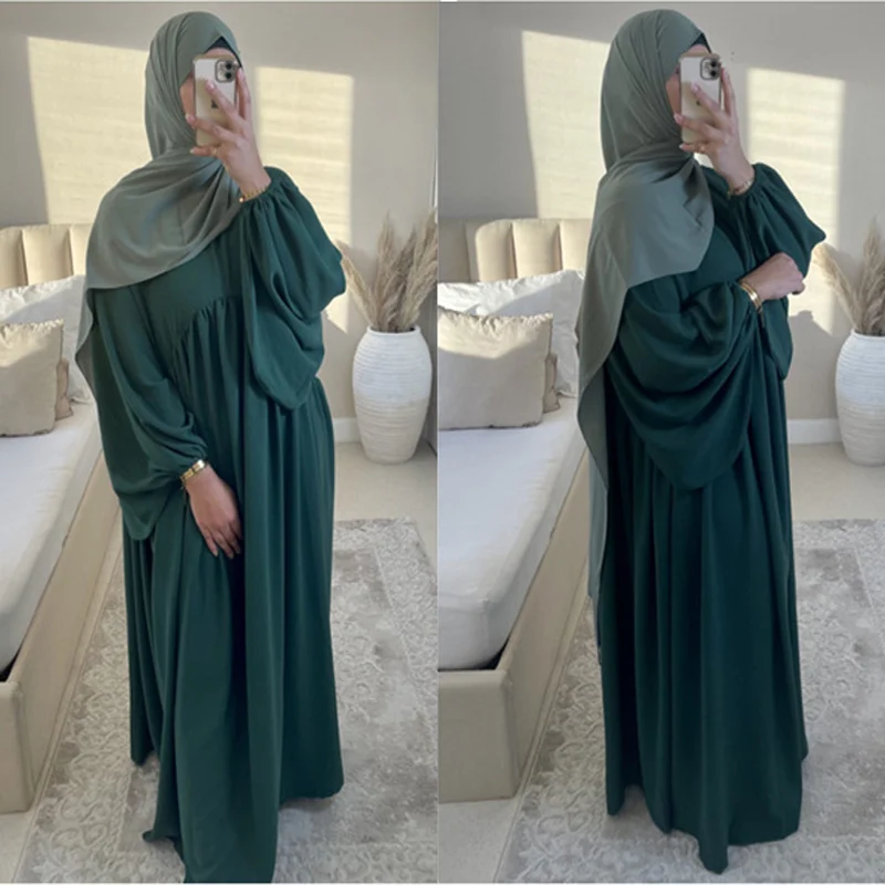 Muslim Hooded Abaya For Women Islamic Clothing Sets Monochromatic Loose-Fitting Prayer Robe Turkish Kaftan Kimono Black