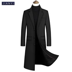 Men's Windproof Single Breasted Korean Version Slim Fitting Long Knee Thick 30% Wool Woolen Coat Business Casual Long Parka