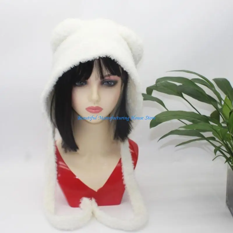 E56A Шапка-ушанка для взрослых, ветрозащитная шапка ручной работы ручной работы с медвежьими ушками для девочек