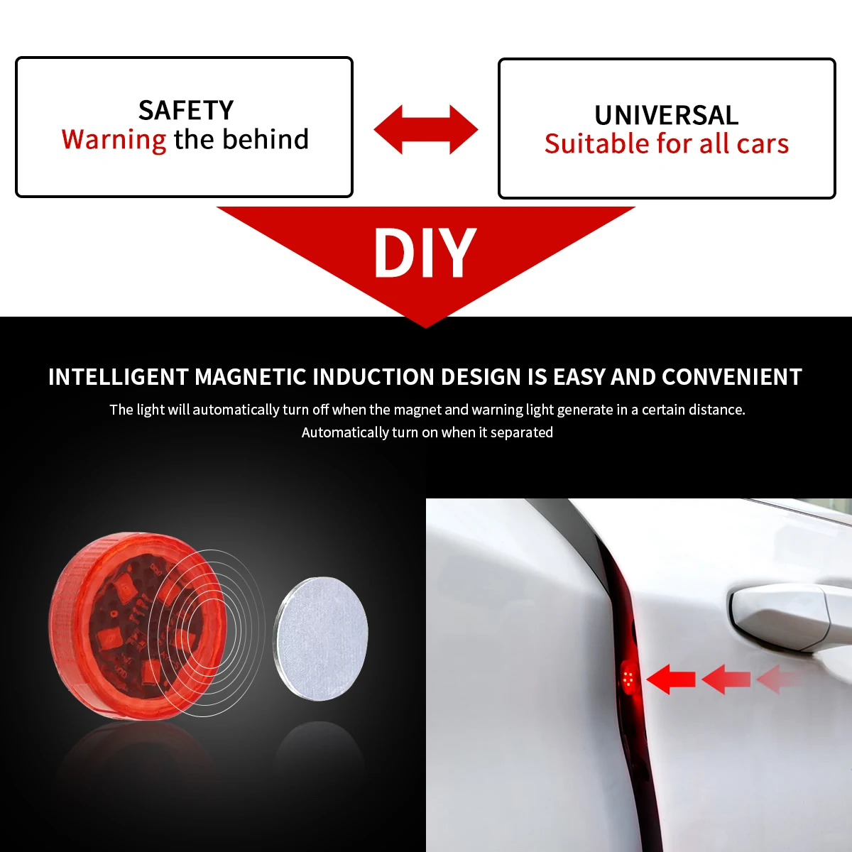 مصابيح إضاءة للسيارة مضادة للتصادم ، فتح باب ، تحذير أمان ، ضوء فلاش ، مصابيح ستروب حمراء ، مصباح إنذار لاسلكي ، مصباح إشارة ، 2 ~