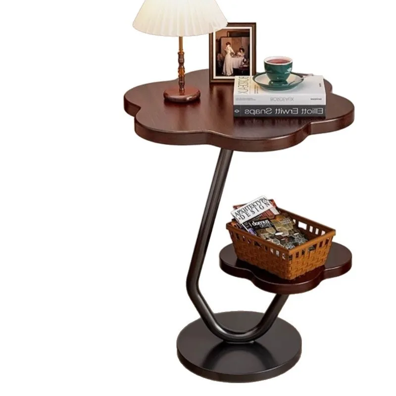 Joylive Sofa Side Table Bedroom Nightstand Modern Minimalist Tea Table Home Small Apartment Double Layer Flower Small Table