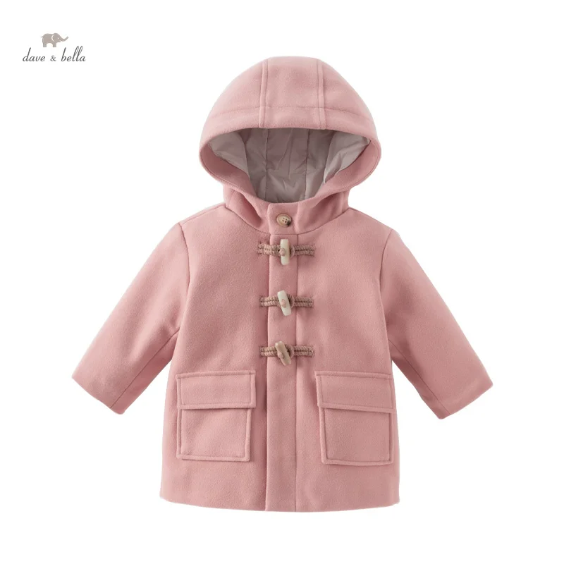 Dave Bella Children Girls Baby Fashion Outerwear 2024 Autumn Winter Fashion Casual Outdoor Overcoat Cute knit Top Warm DB4242412