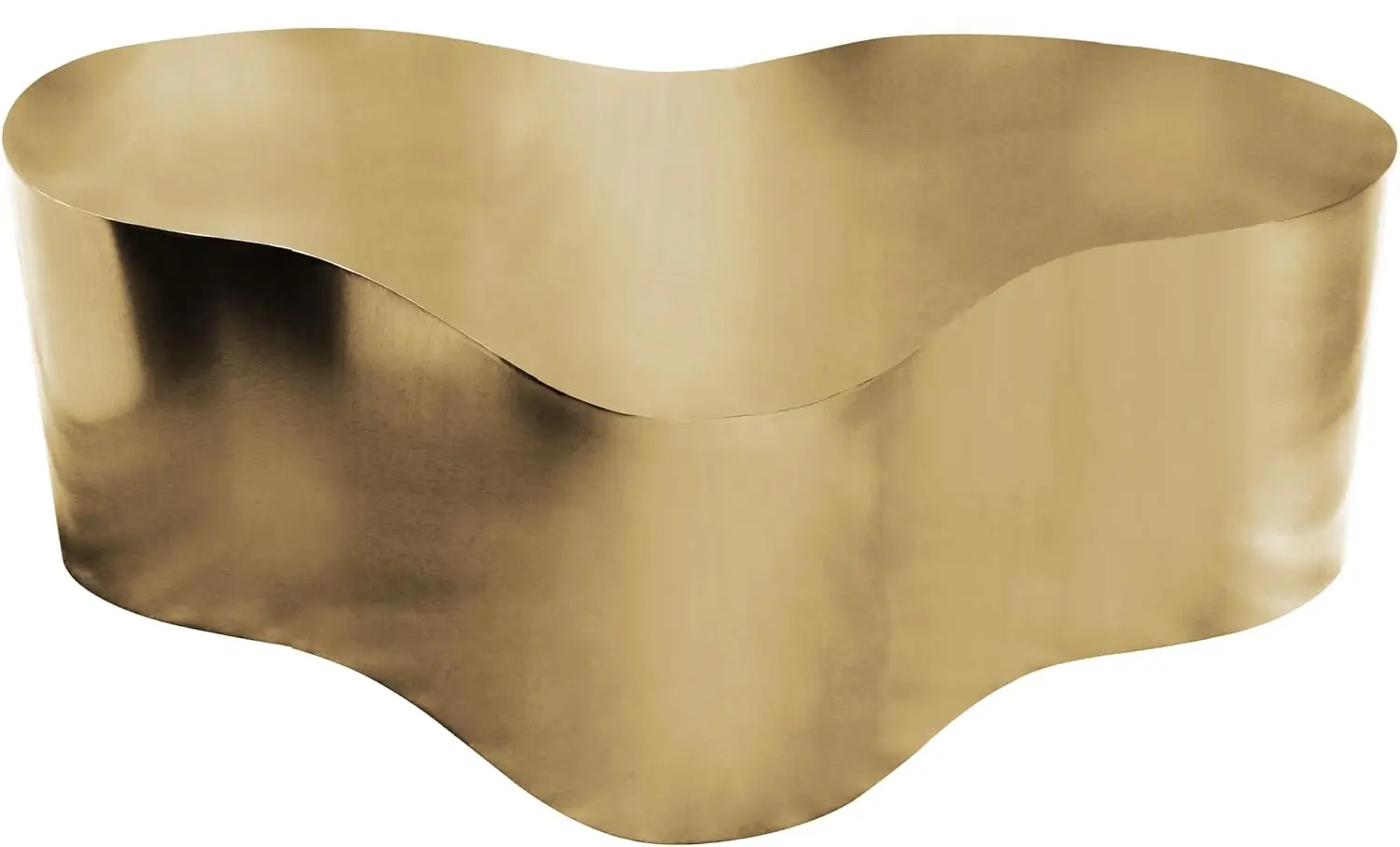 246Gold-C Tevere Collection Modern | Contemporary Coffee Table with Brushed Gold Metal, Unique Shape, 48