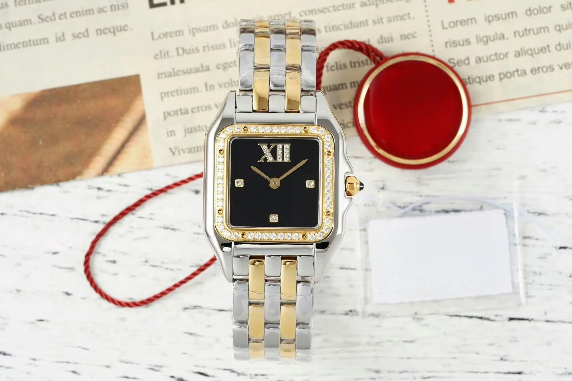 Relojes de mujer con diseño de diamante, relojes de pulsera de cuarzo de acero inoxidable a la moda para mujer, reloj de lujo para mujer