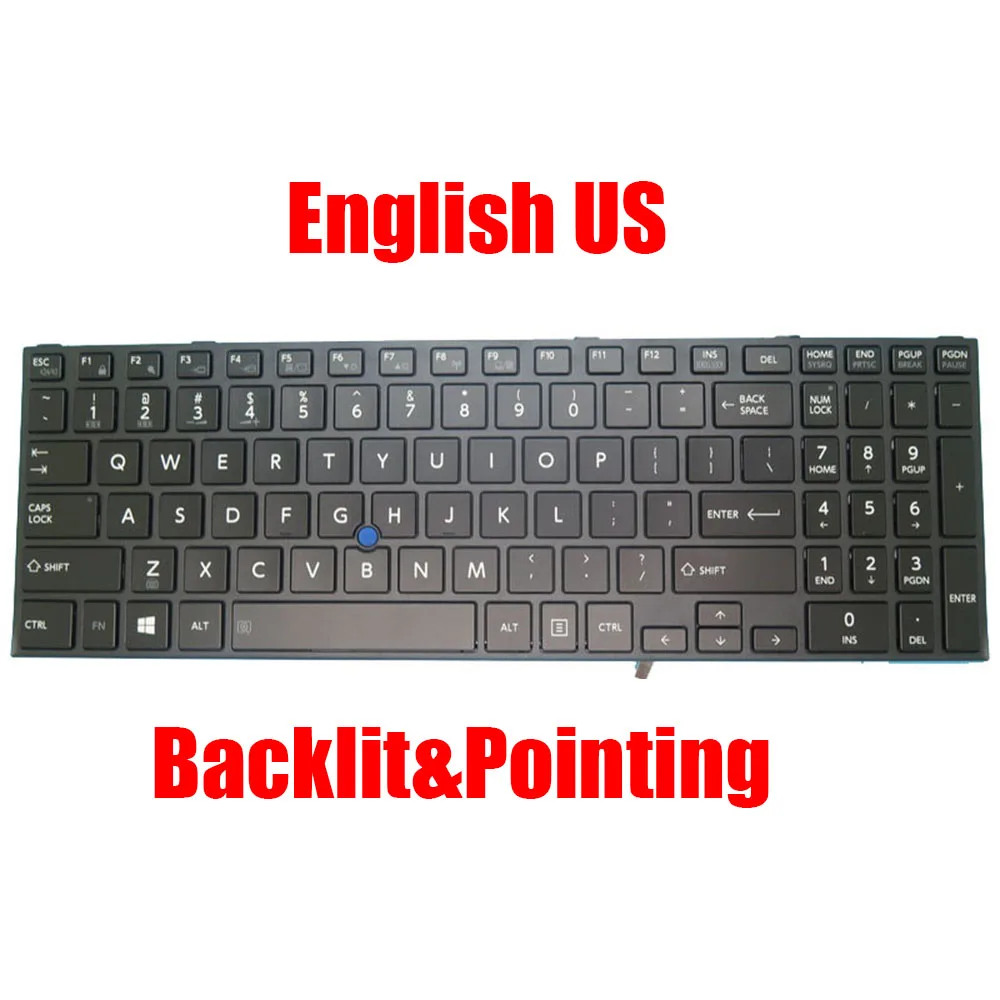 

US Laptop Keyboard For Toshiba For Tecra A50-E English Black With Backlit&Pointing New