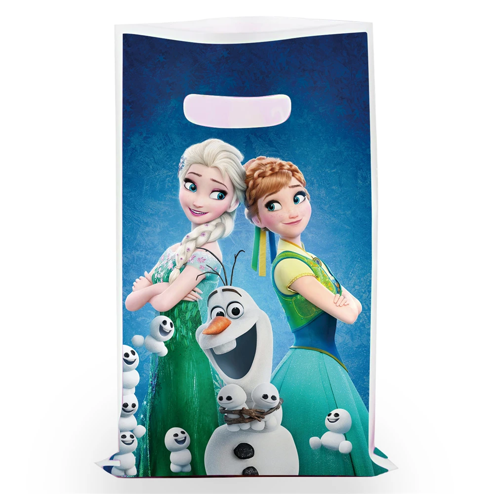 Disney-bolsas de dulces con temática de Frozen para niños y niñas, regalos de fiesta de feliz cumpleaños, decoración de bolsas de botín, 10 unidades