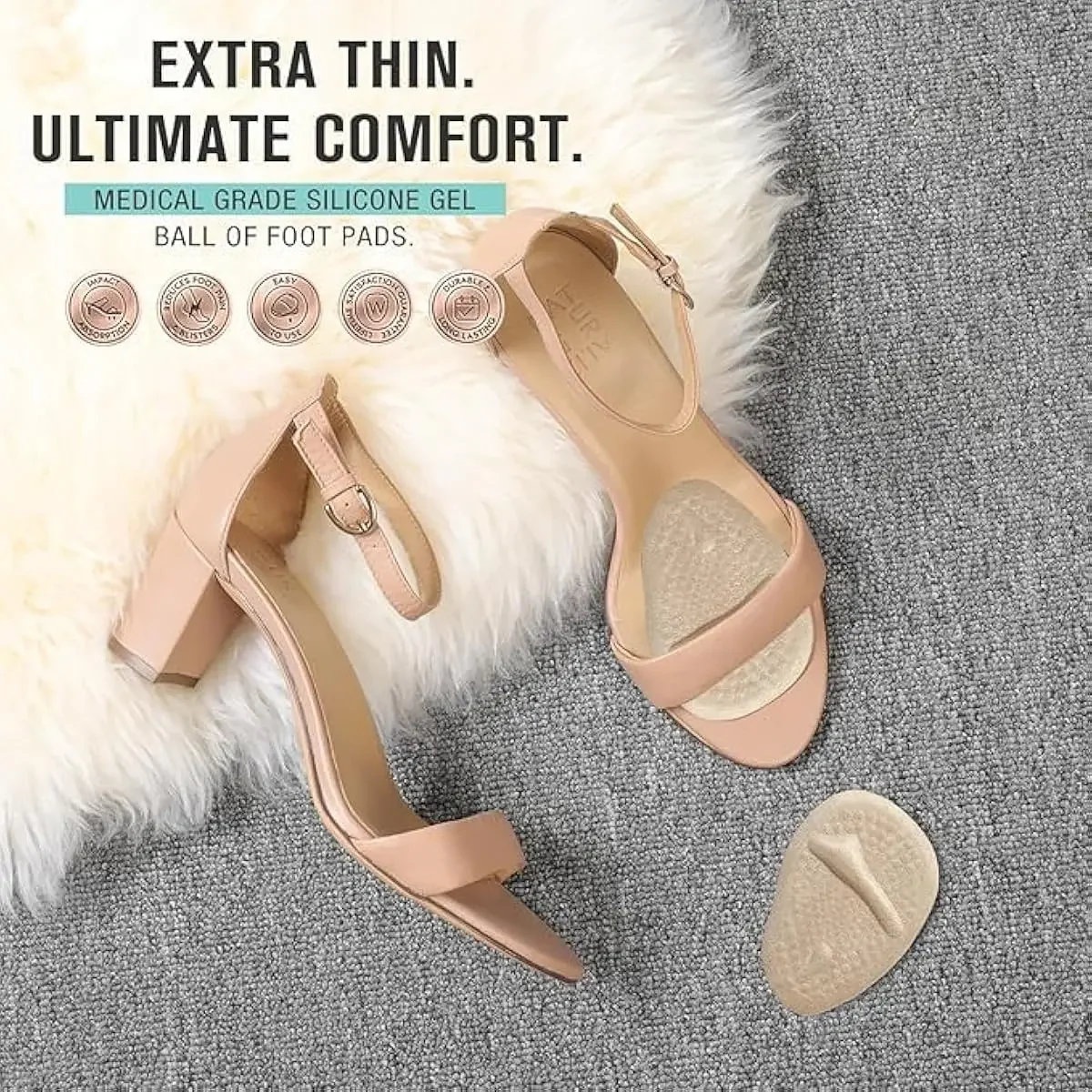 2 Sets Heel Pads, Ball of Foot Cushions, Metatarsal Pads,shoe inserts for women,All Day Foot Pain Relief, Extra Comfort, No More Soreness(Beige&Black) view 3