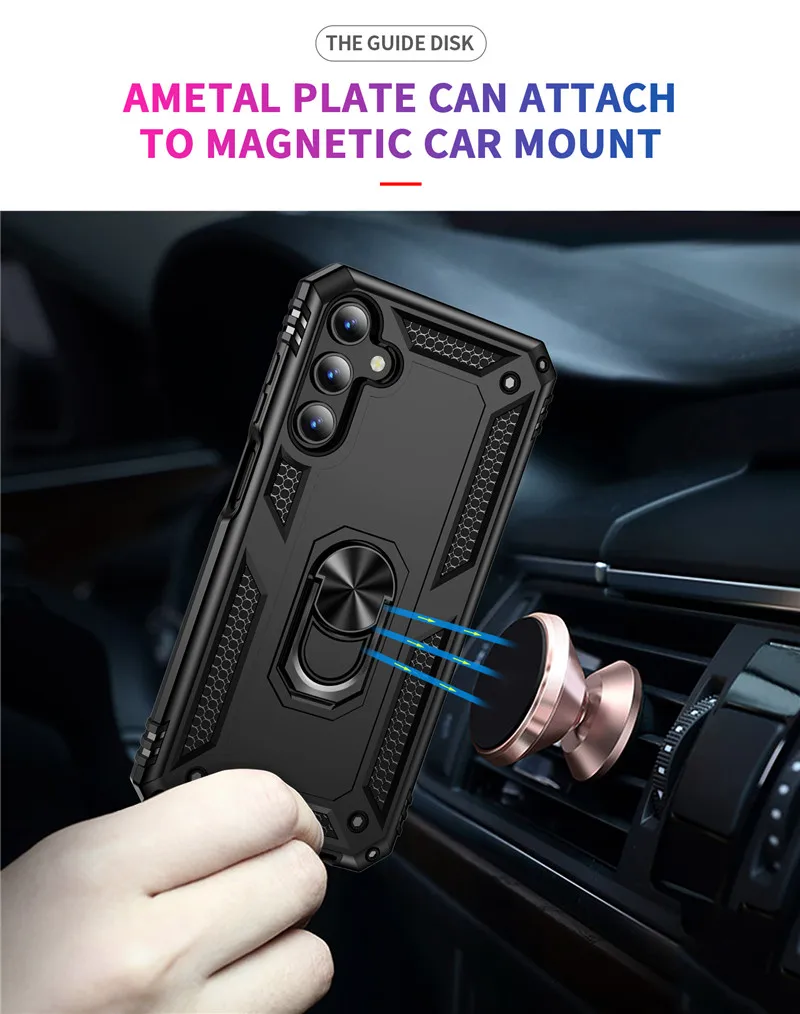 For Samsung Galaxy A15 Case Shockproof Magnetic Car Holder Ring Armor Cases For Samsung A15 A 15 GalaxyA15 SM-A155F Back Cover