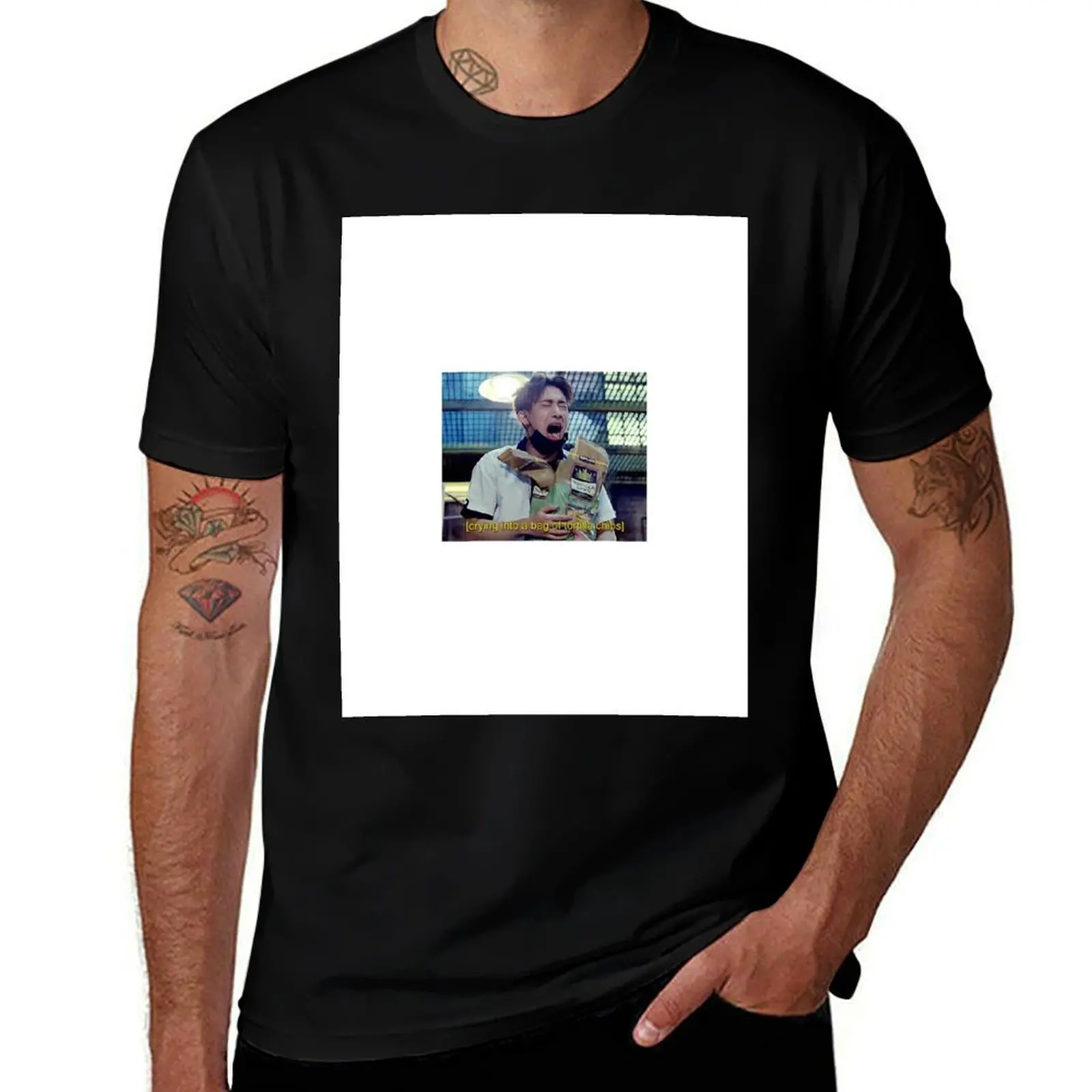 

Wonho Emotionally Eating Tortilla Chips T-Shirt t shirts for man graphic vintage cotton t shirts high quality
