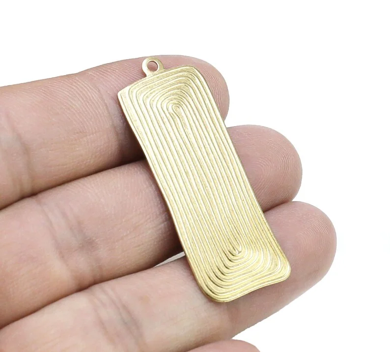 

10pcs Textured Rectangle Pendant, Brass Charms For Jewelry Making, Earring Charms, Necklace Pendant, 45.3x17.4mm R2785