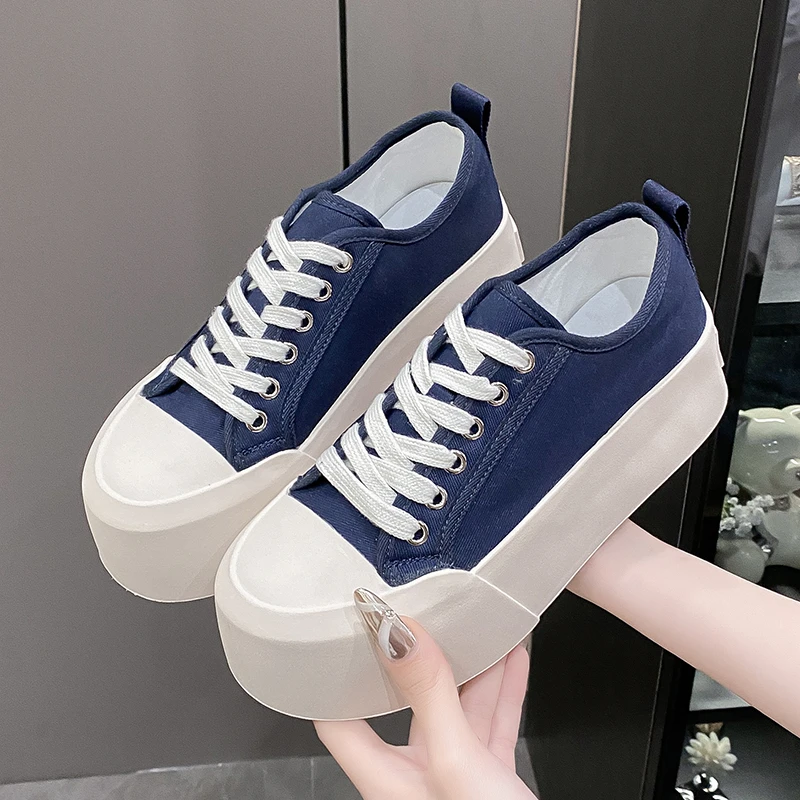 

Retro Hundred Matching Skirts Thick Soled Canvas Shoes for Women 2025New Summer Lightweight Height Increasing Casual Board Shoes