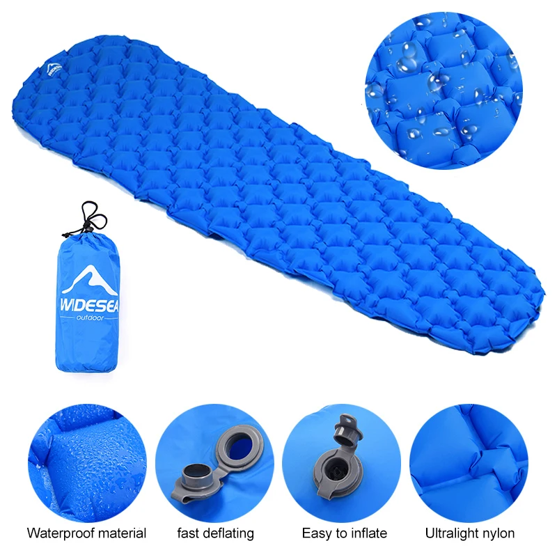 Widesea Camping Inflatable Mat Sleeping Pad Outdoor Air Mattresses Folding Ultralight Portable Cushion Pillow Hiking Trekking