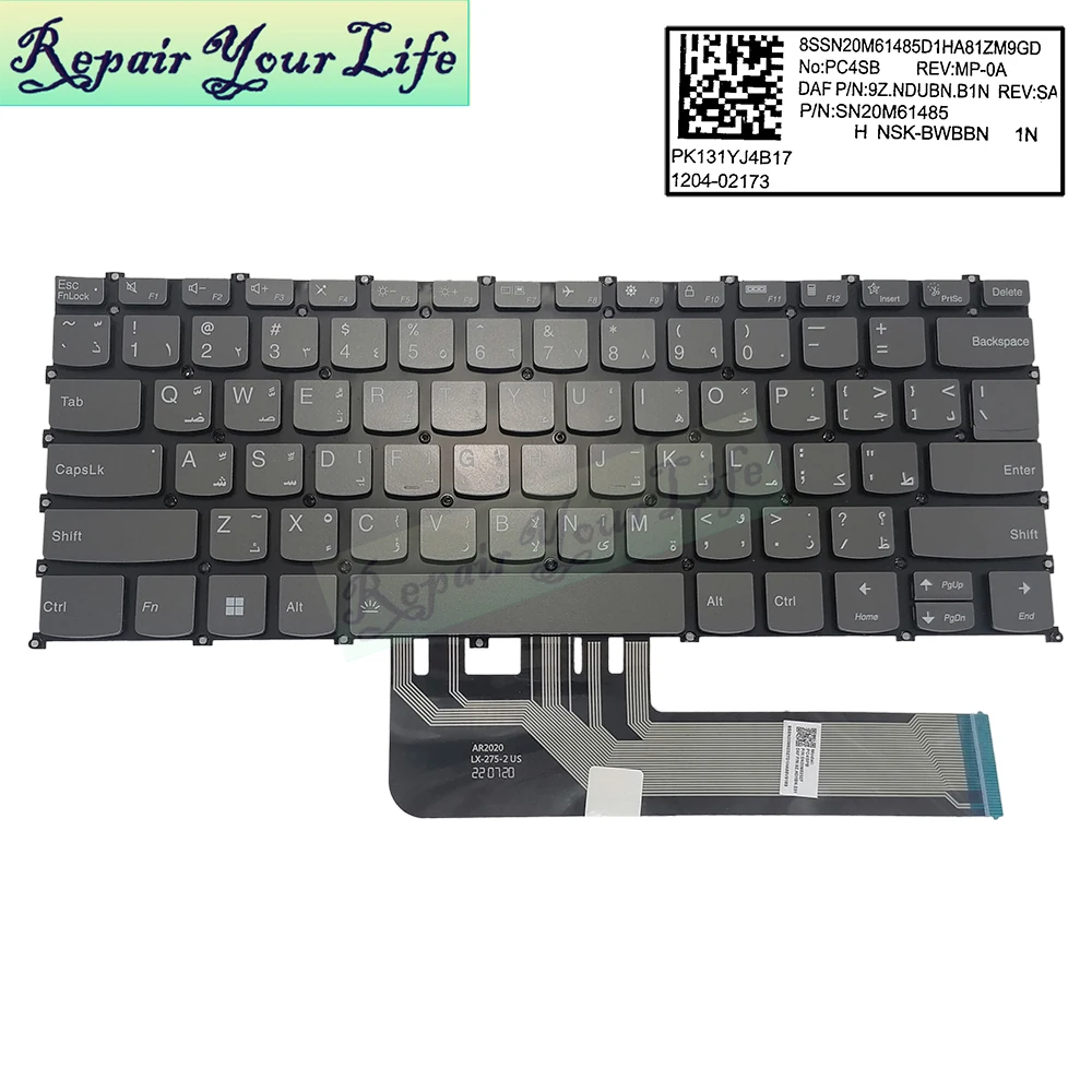 US rosyjska arabska podświetlana klawiatura dla Lenovo IdeaPad slim 5 14iil 5-14IIL05 14ITL05 Flex 5 14ARE05 angielska klawiatura SN20M61485