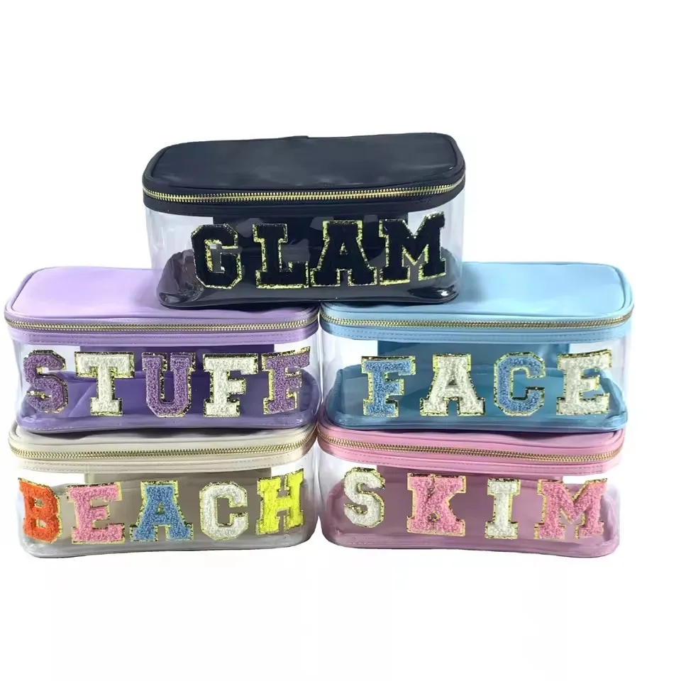 

New Waterproof PVC Clear Toiletry Bag Cosmetic Bag Solid Color Female Makeup Bag Travel Toiletry Beauty Makeup Bag Organizer