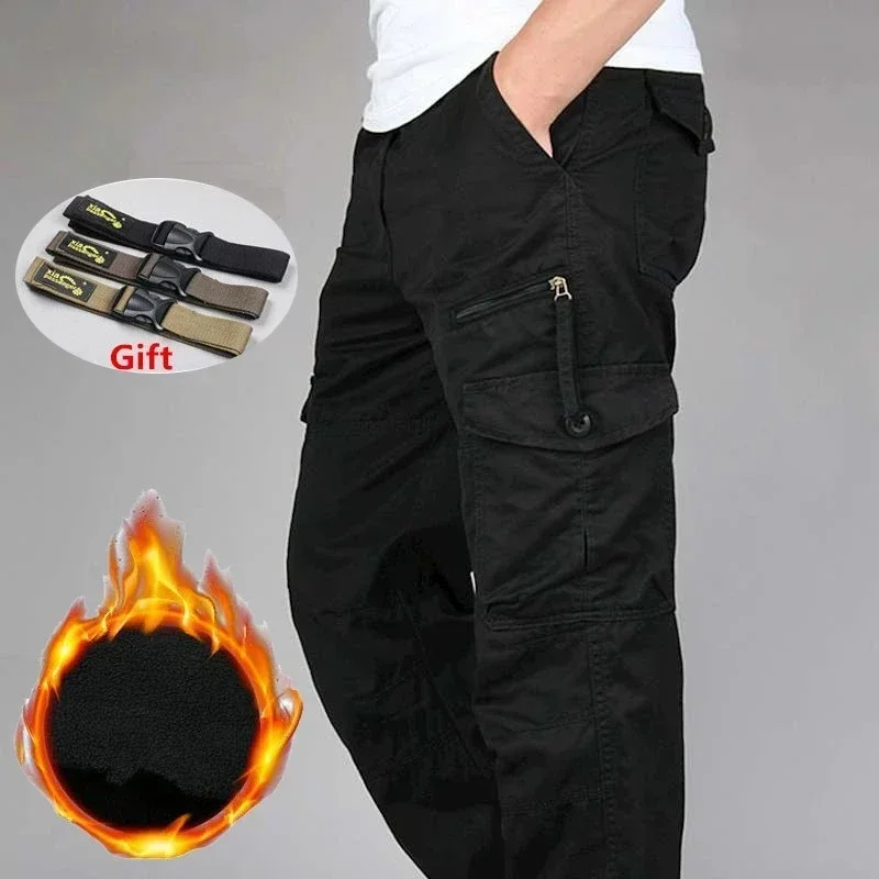 

Winter Men's Cargo Pants Double Layer Fleece Warm Thick Camouflage Tactical Cotton Long Trousers Men Baggy Casual Cotton Pants
