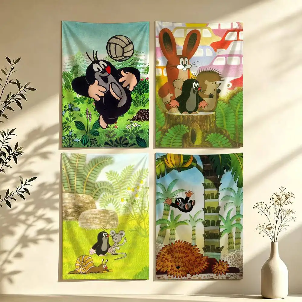 Animation T-The Little M-Mole Flag Digital Printing Banner for Garage Wall Out Door Decoration