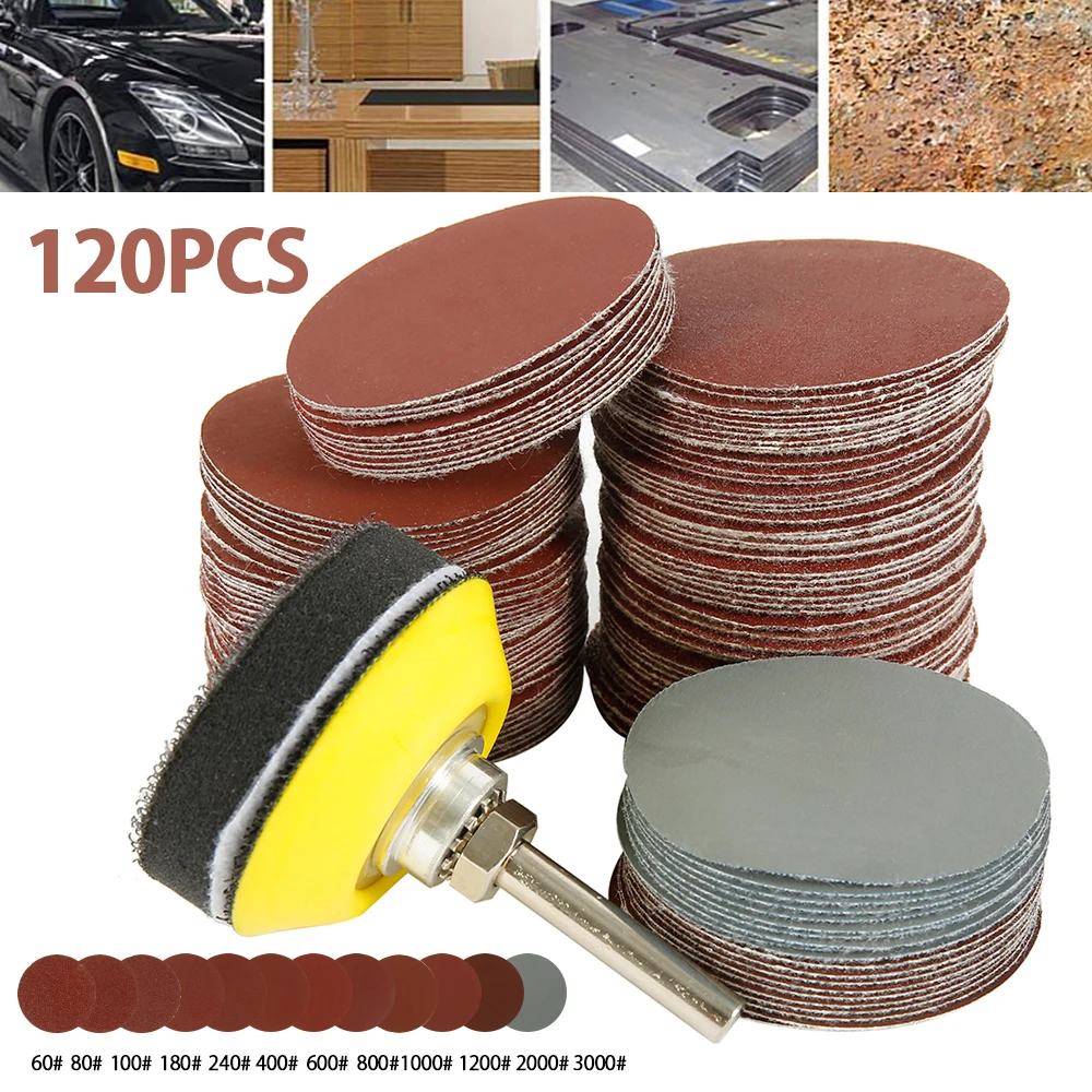 120 Stück 2 Zoll Schleifscheiben 60-3000 Körnung Runde Schleifblätter Schleifpads Schleifpapier Abrasive Polierpads