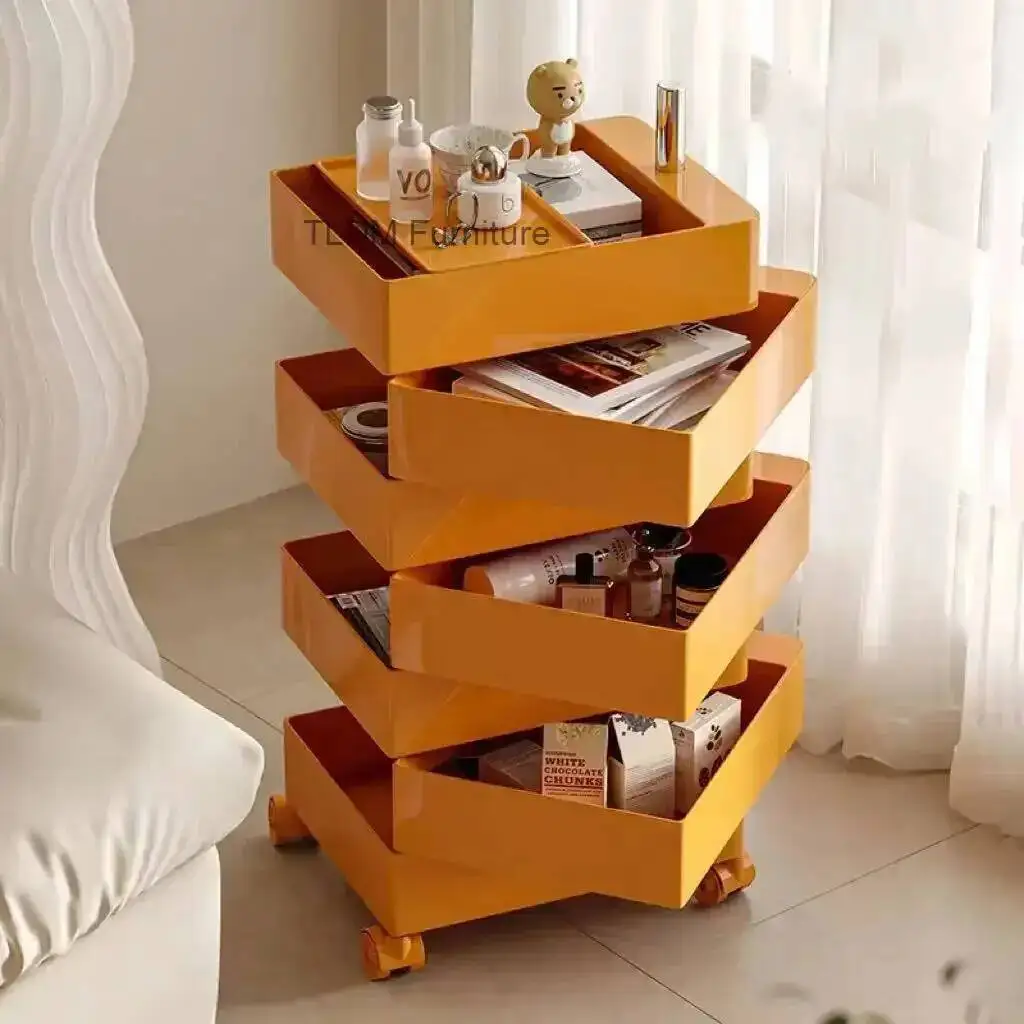 Layer Organizer Room Cabinet Multi Colorful Storage Rolling Cart Modern Rotating for Home Office  Living