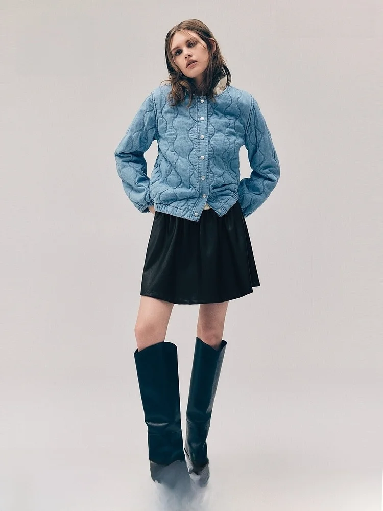 

Spring New Arrival Women's Flared Skirt Casual Sle mid Waist Loose Fit H&M 3596 PU Fabric Other Skirt pe