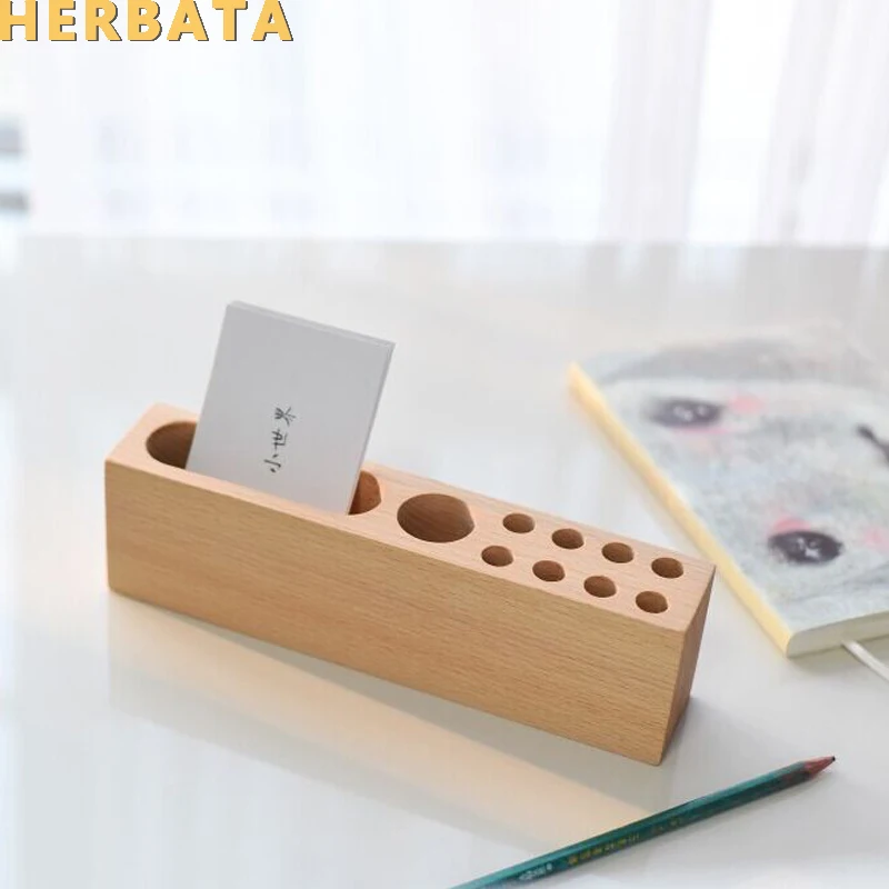 Multifunction Wooden Pen Pencil Holder Kawaii Desk Organizer Phone Holder Desk Sorter Creative Office School Accessories CL-2501