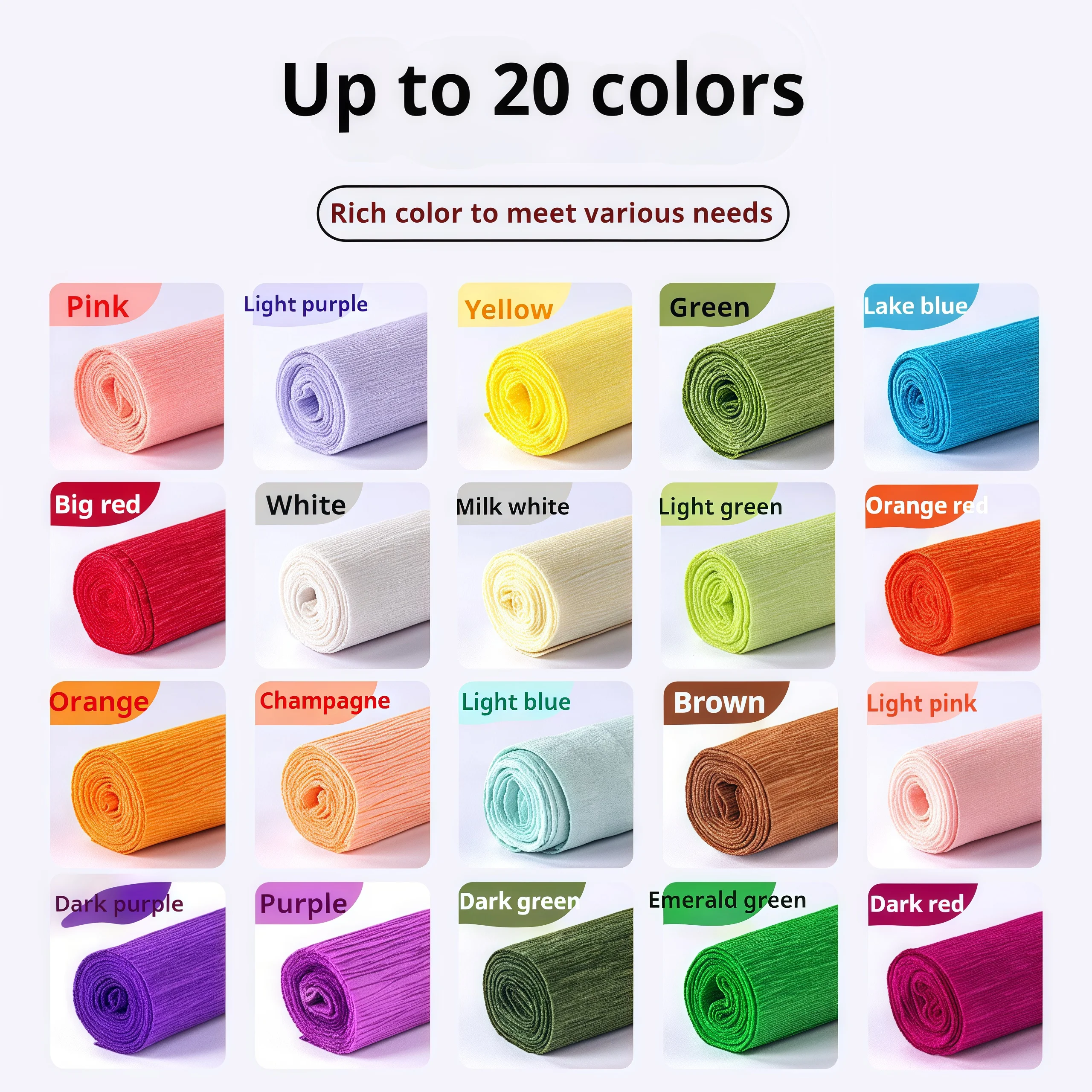 20 ألوان 250x50 سنتيمتر كريب ملون لفة الورق اوريغامي مجعد كريب ورقة كرافت DIY بها بنفسك الزهور الديكور هدية ورق التغليف الحرفية