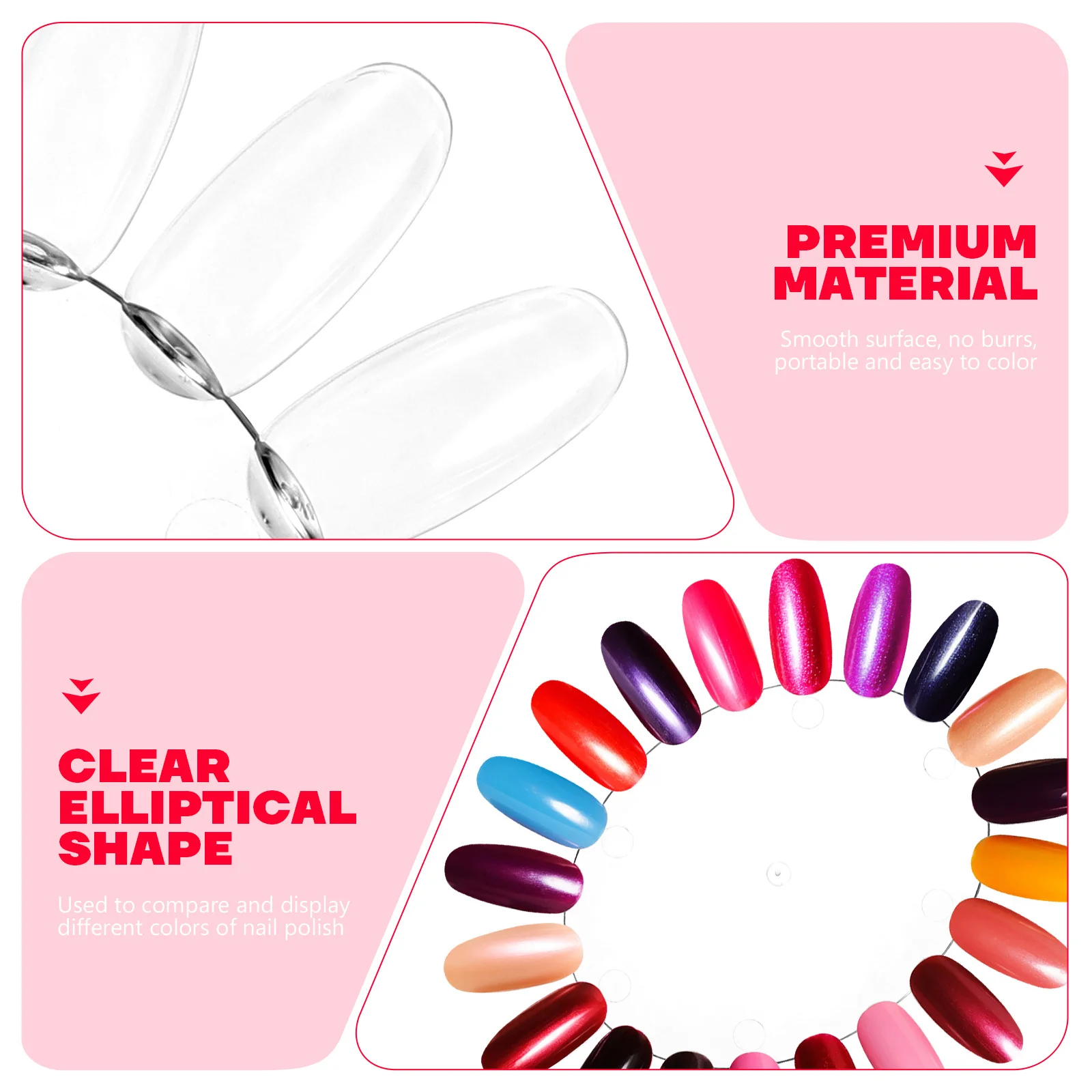 Clear Acrylic Nail Art Practice Wheel Tips Display Tool for DIY Salon Fake Nails Nail Art Accessories False Nails