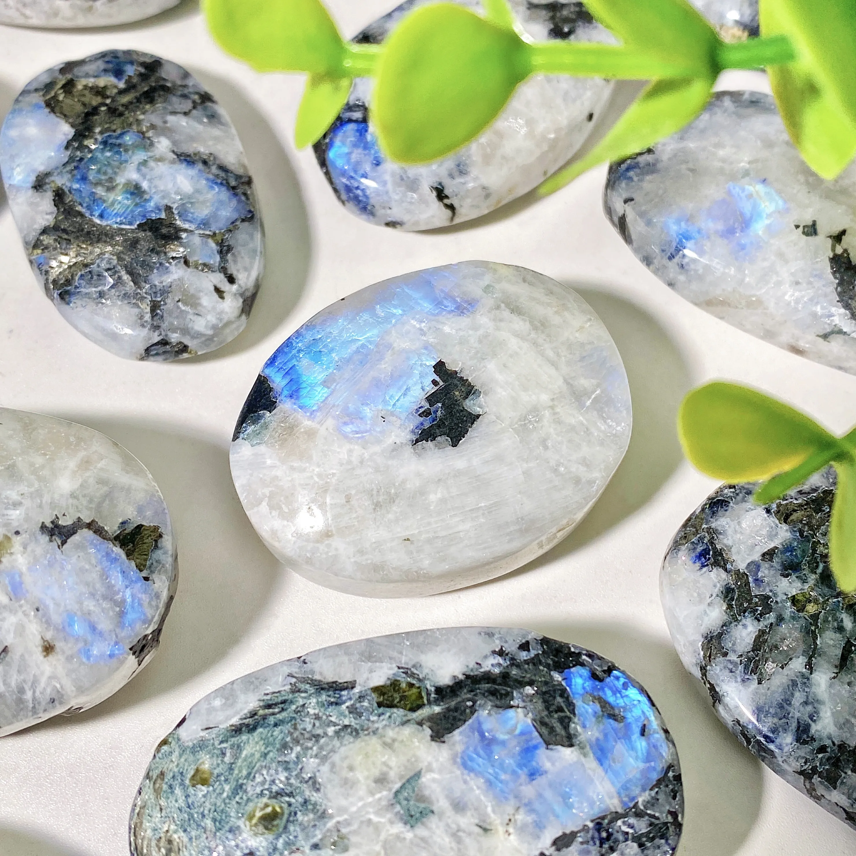 1PC High Quality Rainbow Moonstone Palm Natural Crystal Palm, Gemstone Jewelry, Glitter, Birthday Gift, Desktop Decoration. view 3