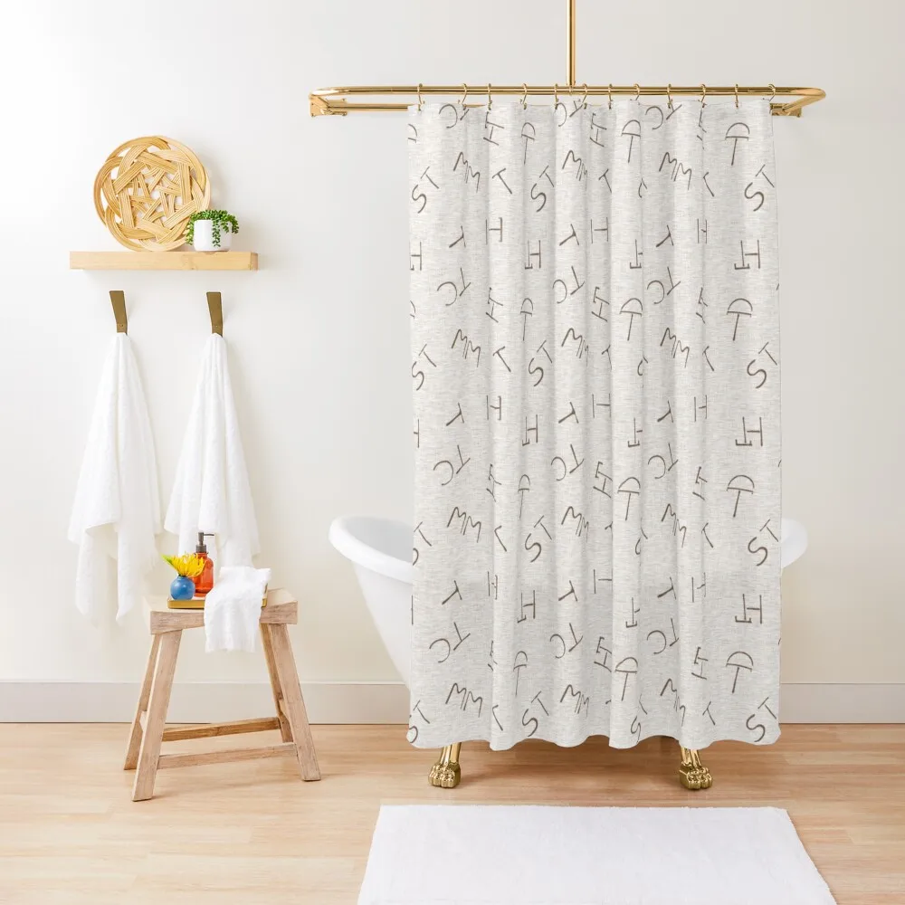 

Cattle Brands - Beige Shower Curtain Bathroom Accessory Cute Shower Curtain