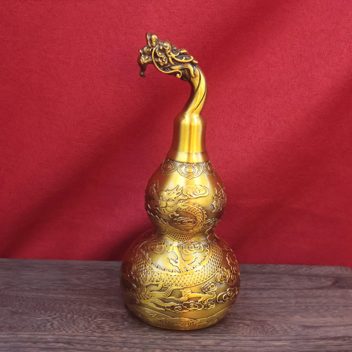 Exquisite Embossed Brass Gourd Ornament Peony Kylin Five Ox Dragon Head Multi Style Home Desk Craft Present