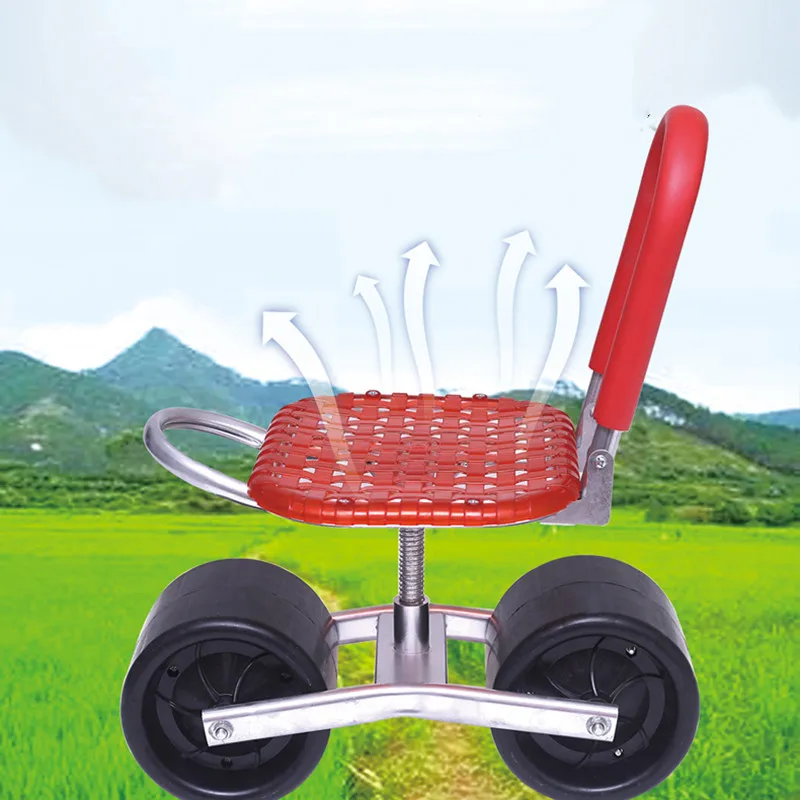 Garden Rolling Cart with 360 Swivel Seat Farm Weeding Planting Picking Stool Lawn Care Scooter