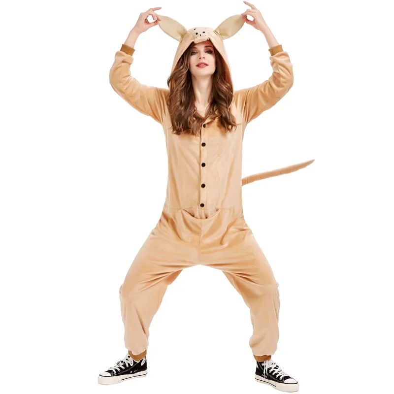 秋の女性のかわいいカンガルーフード付きジャンプスーツハロウィンコスプレ衣装漫画ホームコスチュームスクールカラープレイコスチューム