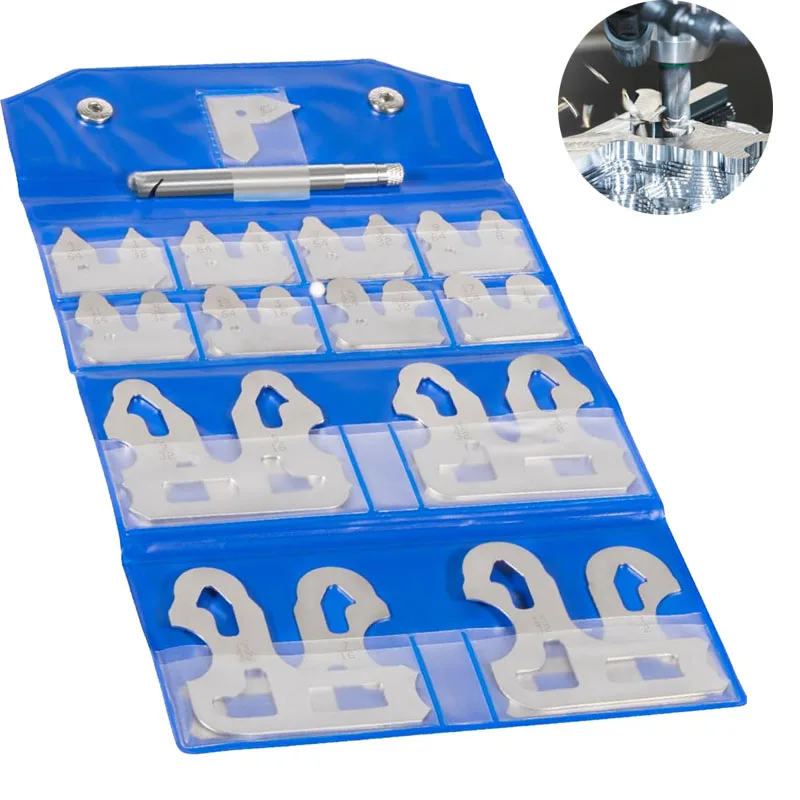 

3602-5021 Radius Gauge Set 25-Piece Radius Gage Set 1/64''-1/2'' Gauges with Holder Radius Measuring Tool