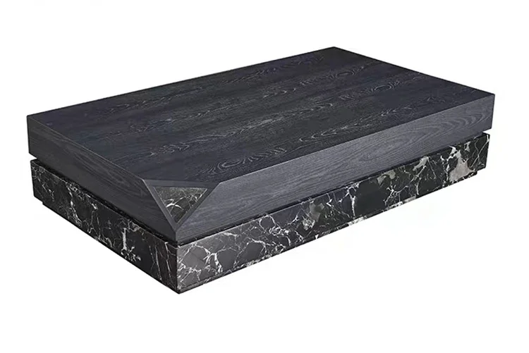 Natural black rose marble coffee table high sense medieval light luxury modern living room rectangular coffee table