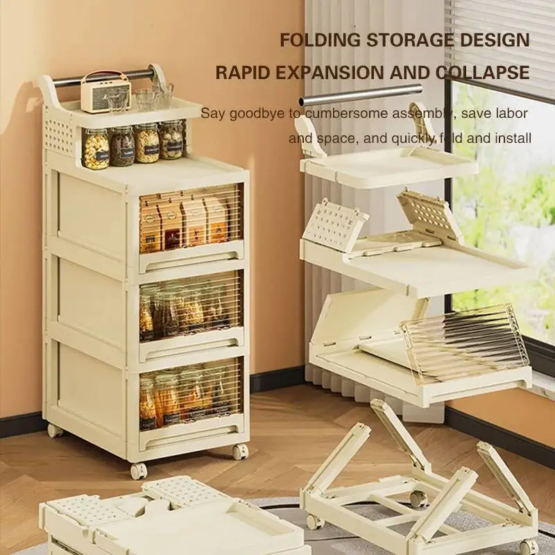 

Rack Household Snack Cabinet Cart Handcart Storage with Pulleys Multifunctional Rack Mobile Debris Multi-layer Storage Cabinet