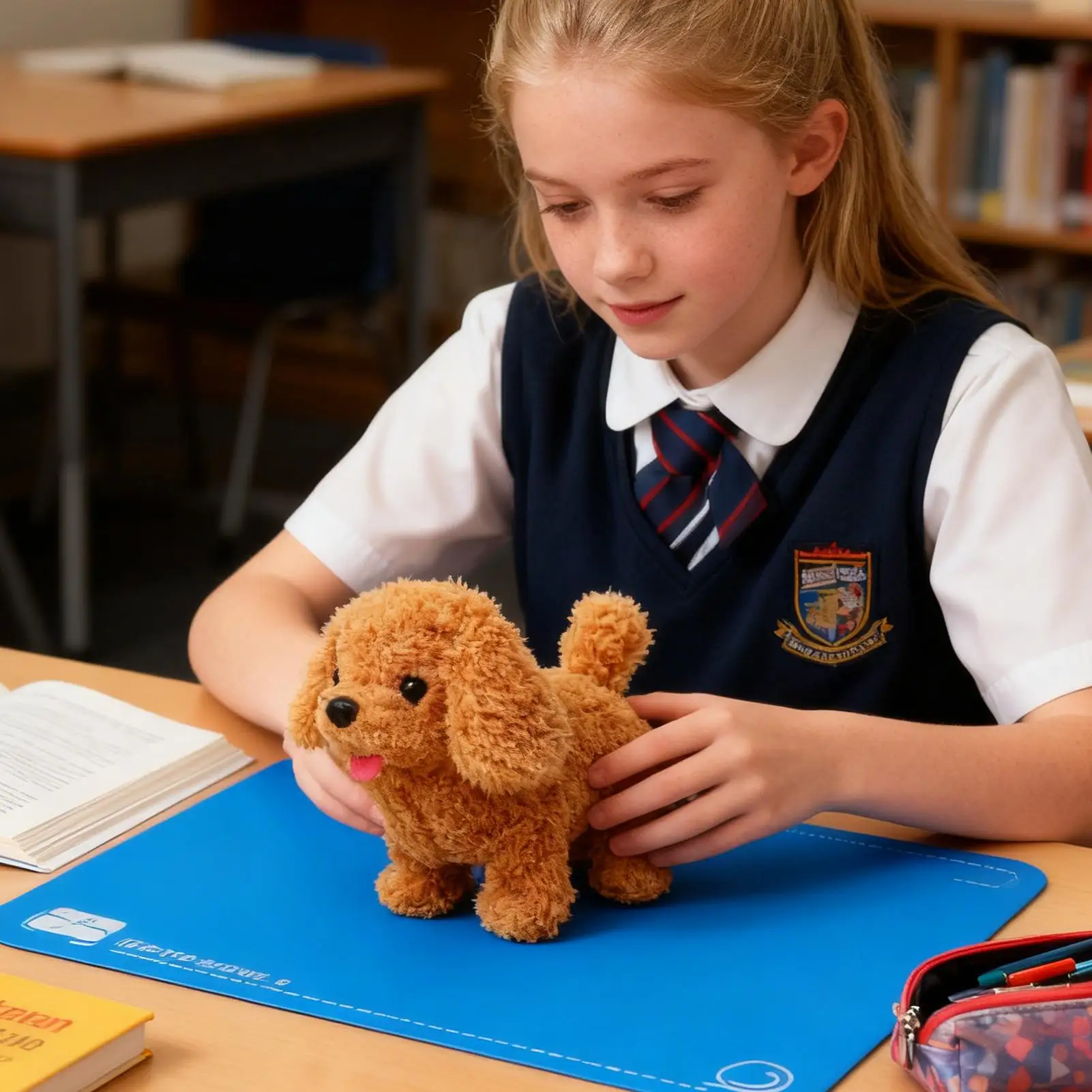 新しいかわいいぬいぐるみロボット子犬インタラクティブウォーキング模擬子犬吠える尻尾を振る子犬ぬいぐるみおもちゃチルレン（バッテリーなし）