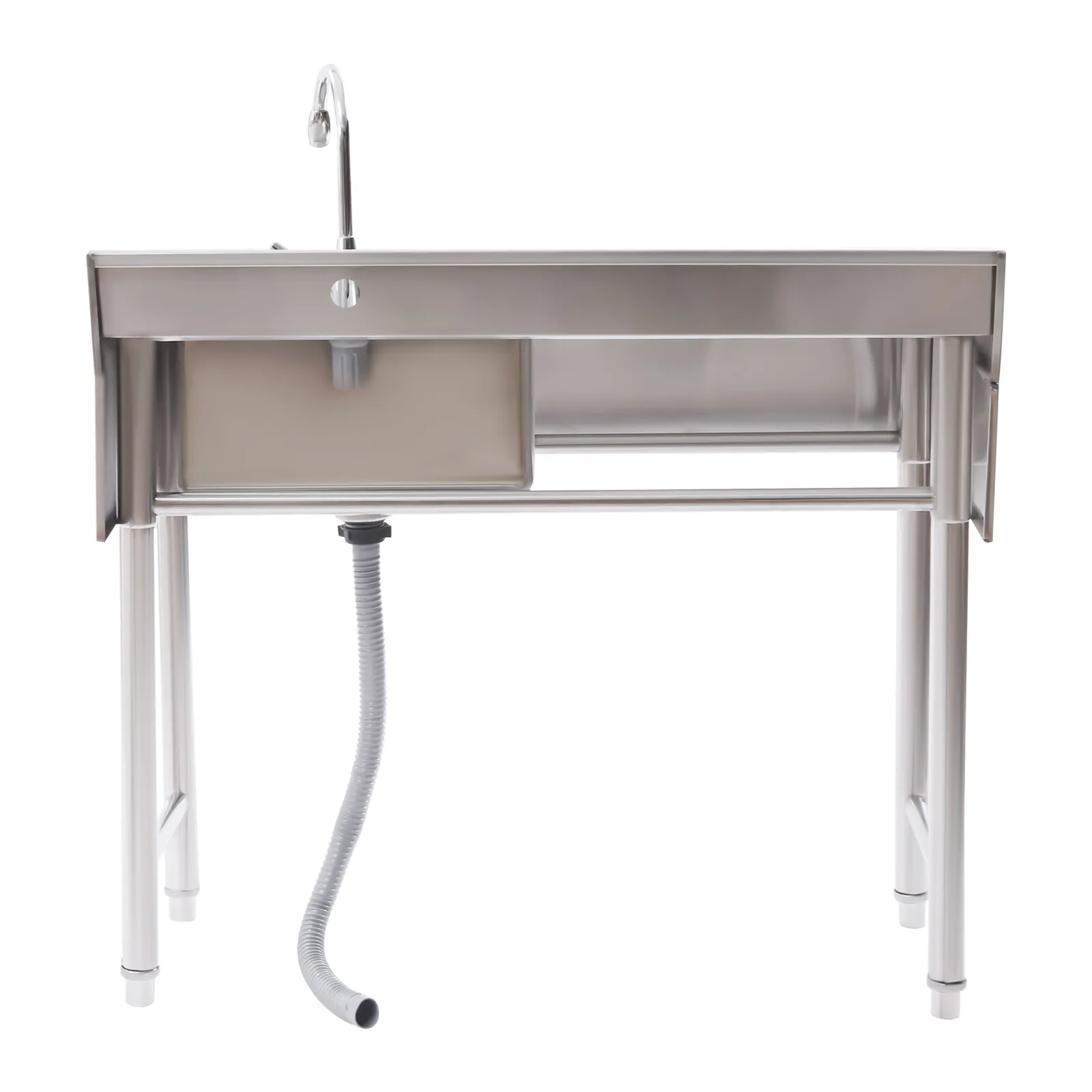 201 Stainless Steel Commercial Sink Kitchen Utility Sink 1 Compartment & Prep Table