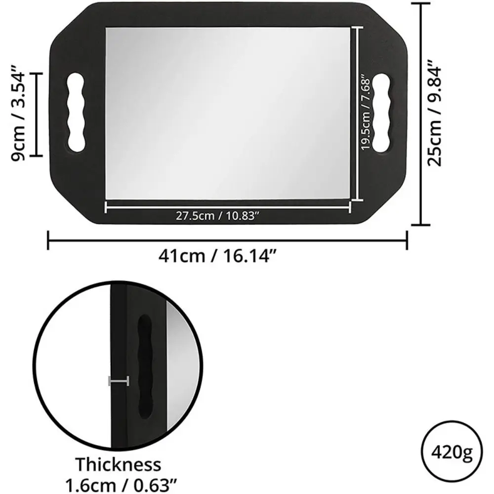 낙하 방지 핸드헬드 거울, 화장대 거울, 2 손 걸기, 백 스퀘어 미러, 헤어 살롱 백미러, 미용실