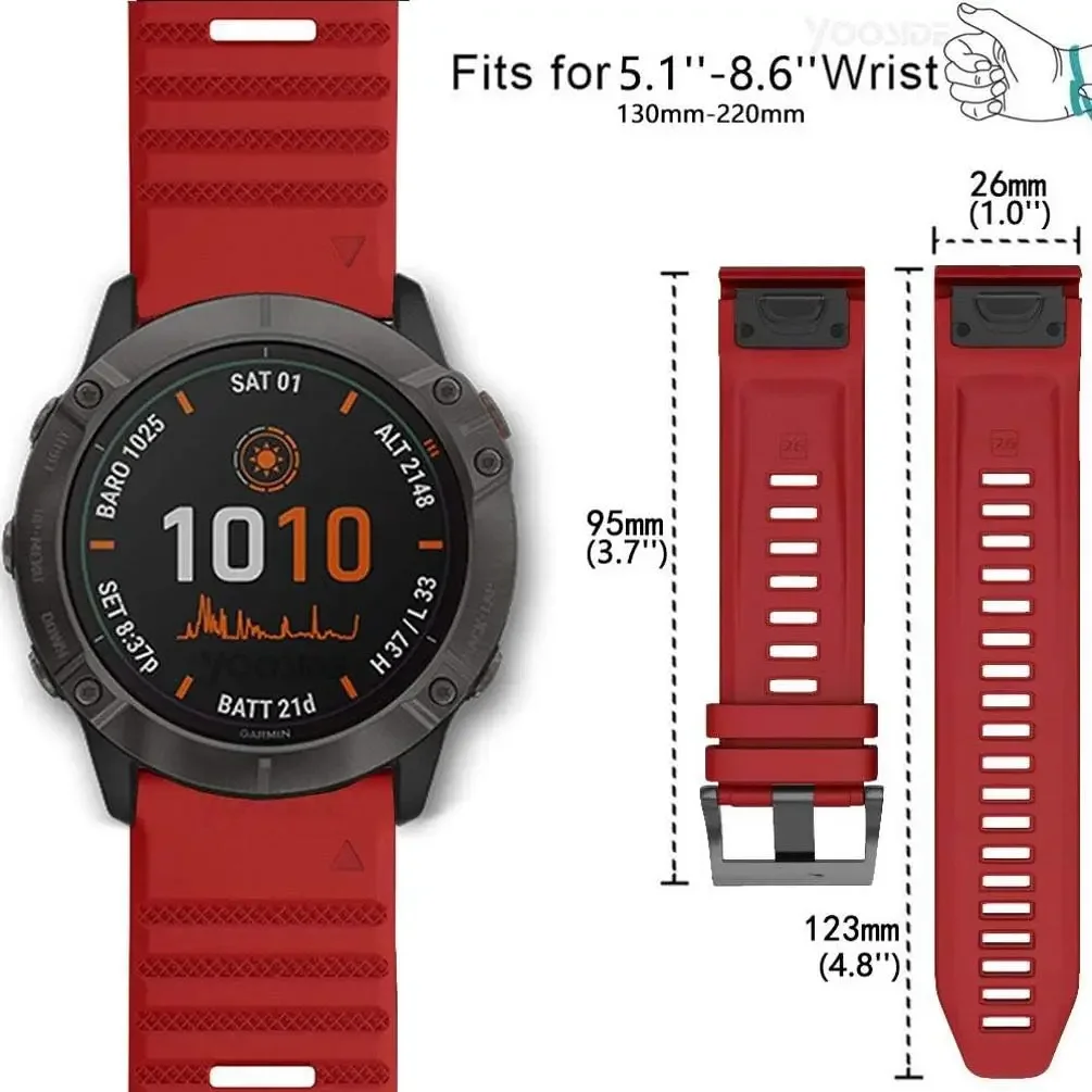 22/26 مللي متر QuickFit حزام ل Garmin Fenix 8 PRO 7X 7 6X 6 5X 3HR/Enduro 3 ساعات سيليكون الفرقة Forerunner 970 965/Quatix 8 سوار