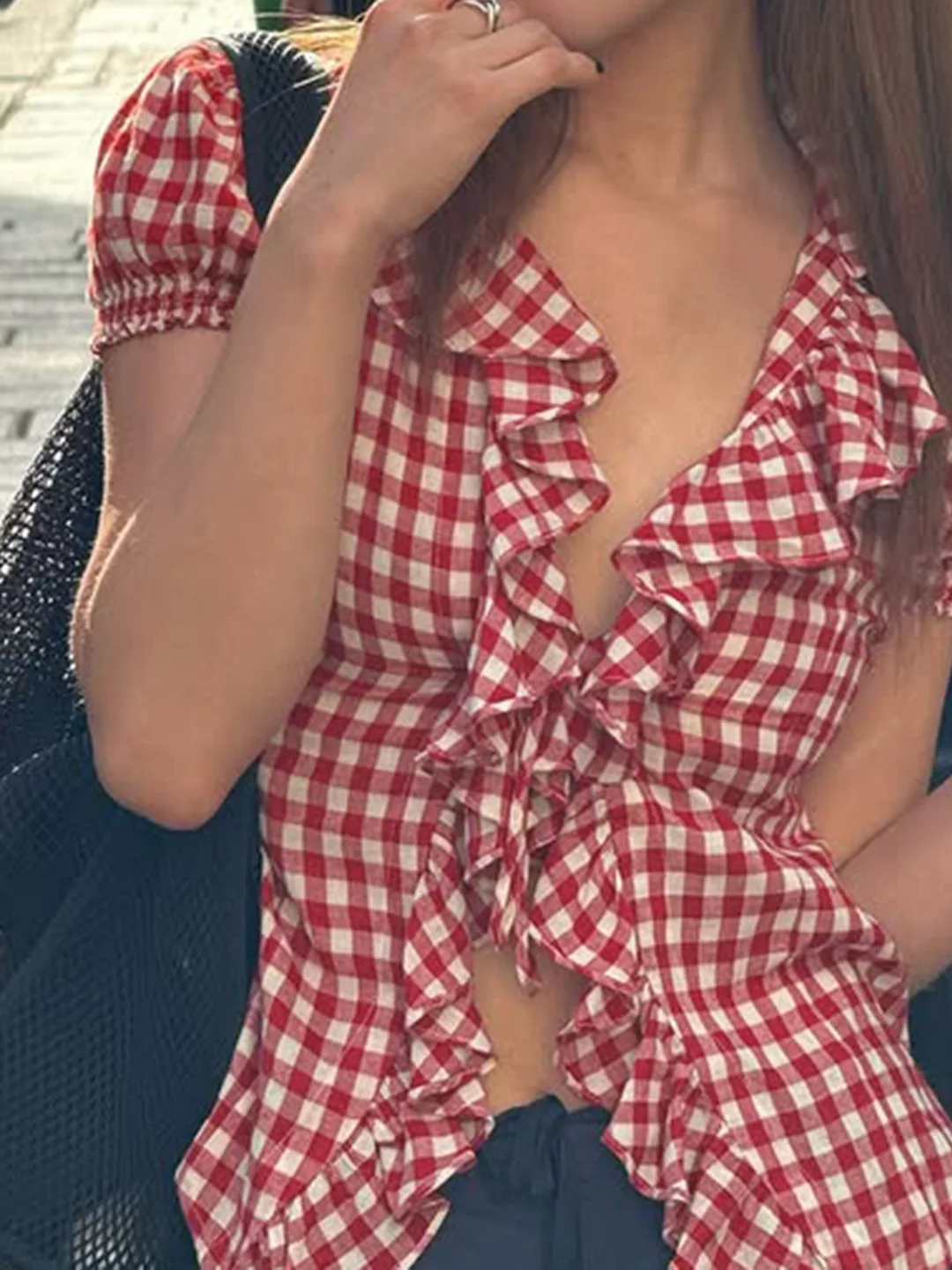 

American Sle Vintage Sexy Slim Fit Ruffle ort Sve Women's irt Floral Print Bubble Sve Casual Summer Top