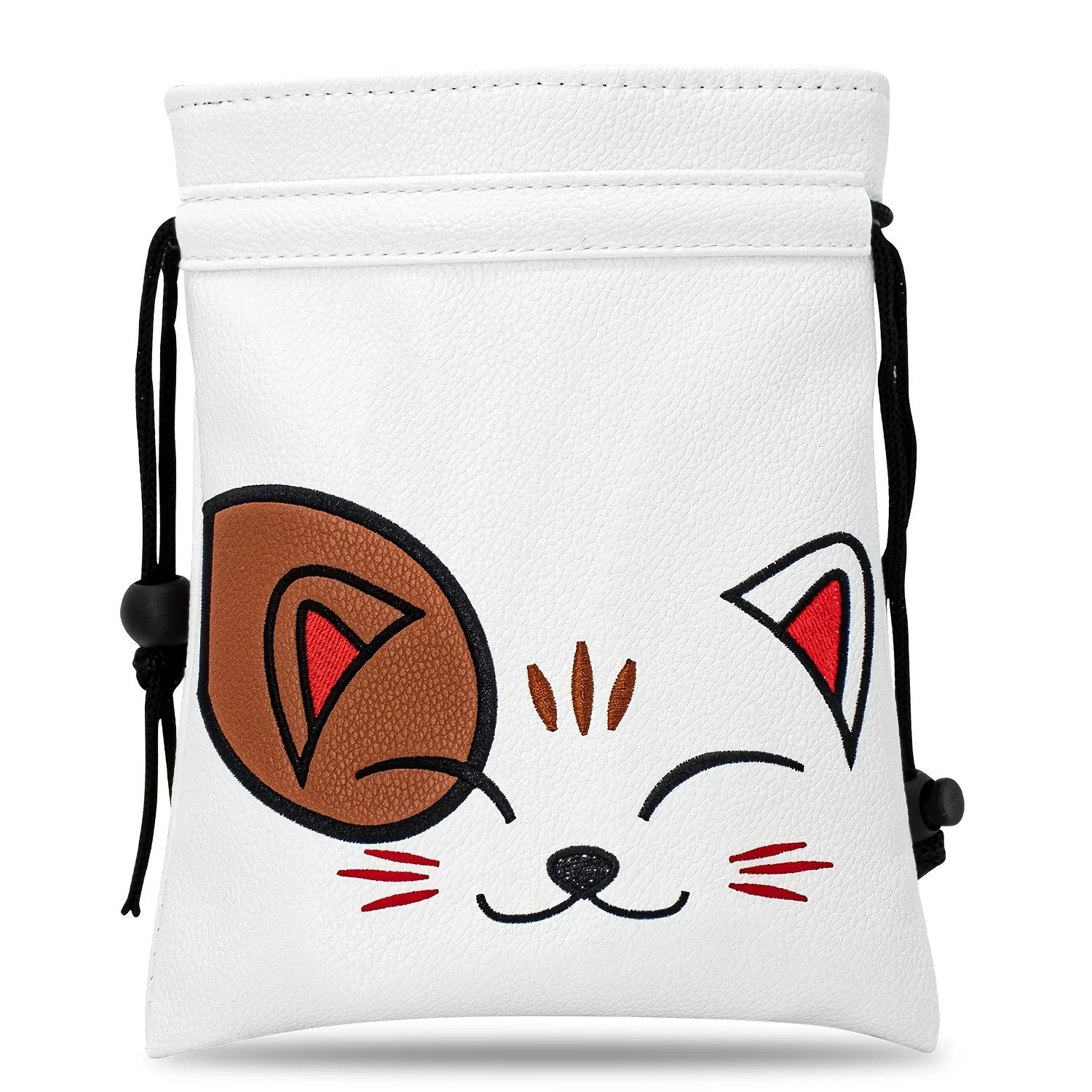 1pc Lucky Cat Pattern Golf Drawstring Storage Pouch, Portable for Storing Golf Balls, Versatile Unisex Golf Additions