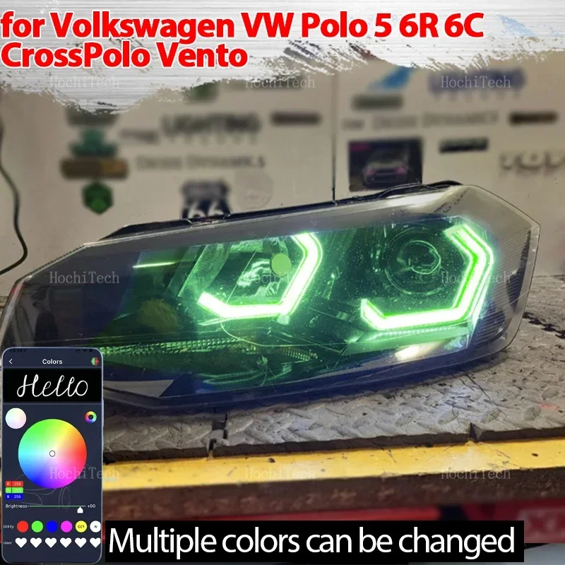 

RGB M4 стиль приложения управления светодиодной подсветкой Angel Eyes кольцевой лампы ходовые огни DRL для Volkswagen VW Polo 5 6R 6C CrossPolo Vento Gol Voyage