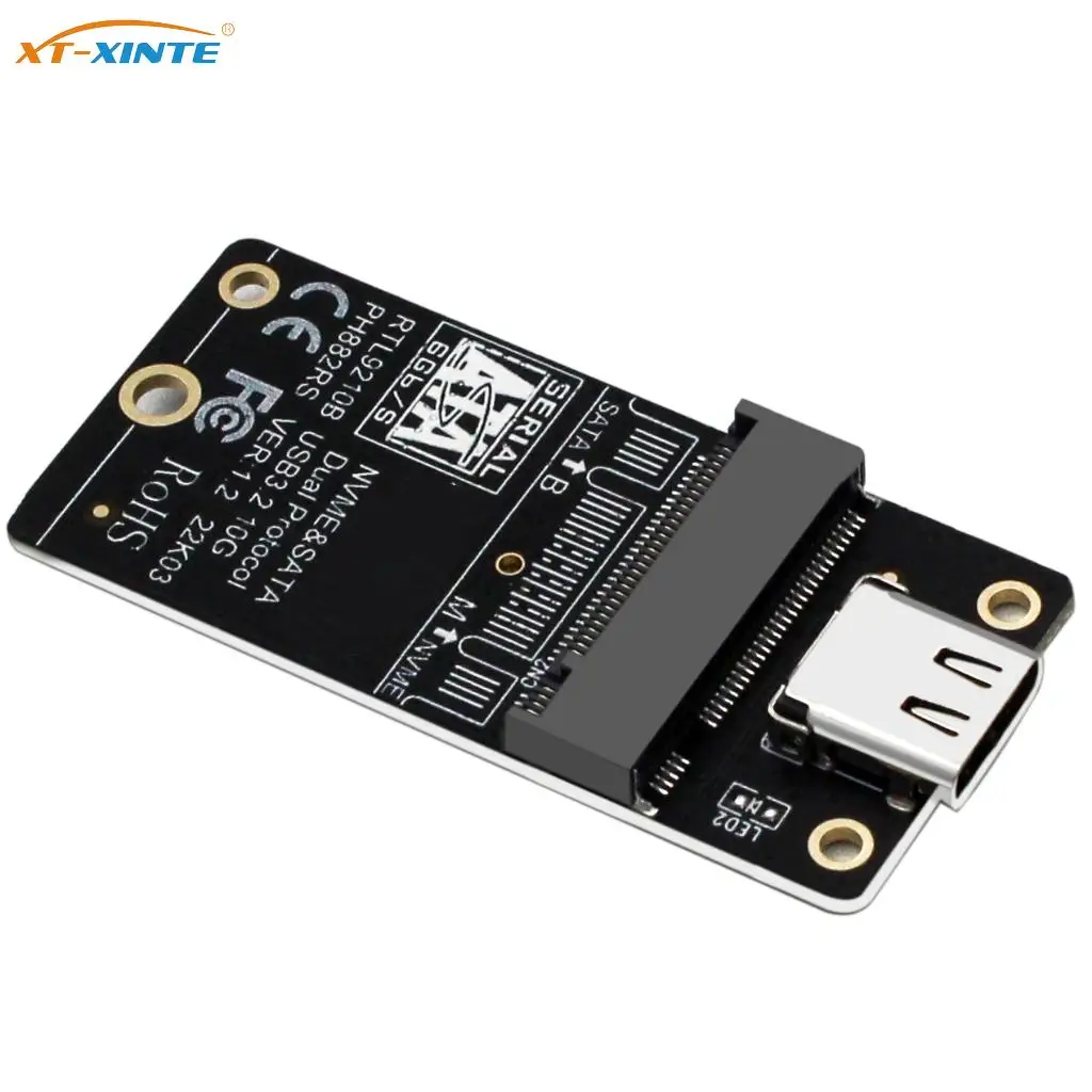 

M2 to USB 3.1 TYPE C Adapter for NVME SSD M.2 SATA SSD to USB C Riser Board Gen2 10Gbps Dual Protocol RTL9210B for M/B+M Key M2