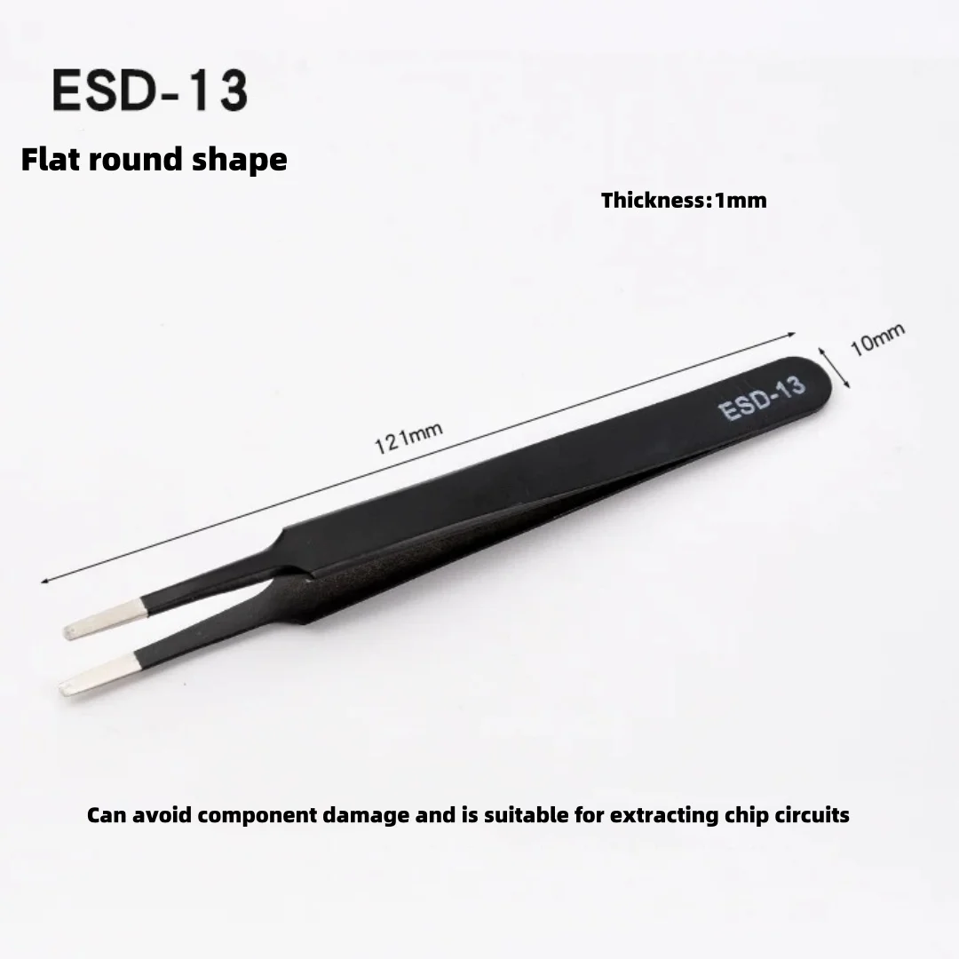 Stainless Steel Tweezers Set,Pointed,Elbow,Flat Head Tweezers Set Hand Tools Industrial Repair Tools Anti-static image 6