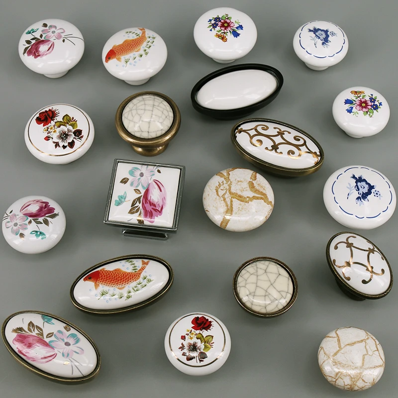 Decorative Ceramic Knobs for Kitchen Cabinet Cupboard Door Dresser Wardrobe and Drawer Pulls Furniture Hardware