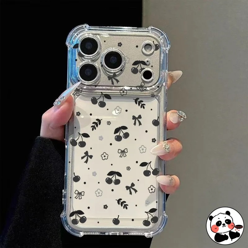 Black Gray Cherry Bow Case For Samsung Galaxy A90 A82 A73 A72 A71 A70E A70S A60 A57 A56 A55 A54 A53 A52S A51 A50S A42 A41 Cover