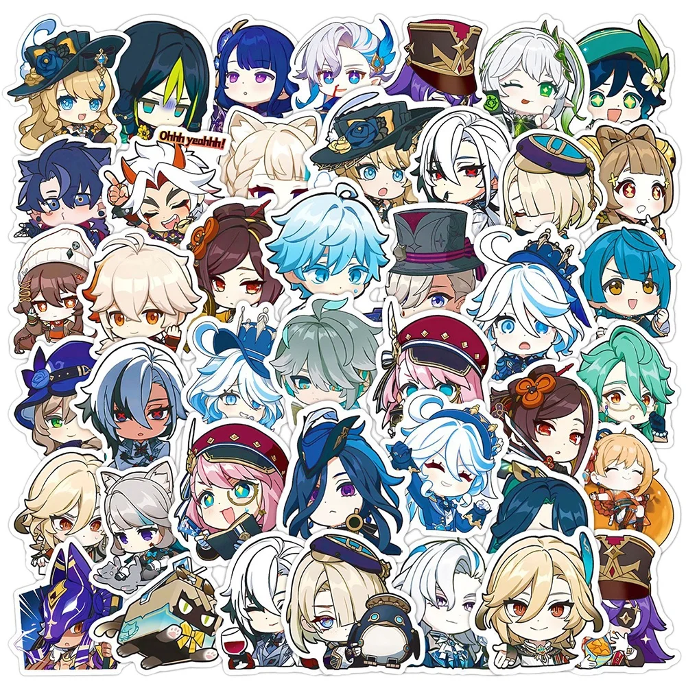 Niedliche Genshin Impact-Aufkleber, Paimon Zhongli Raiden Shogun, Anime-Vinyl-Aufkleber, wasserfester Aufkleber-Pack für Kinder, Teenager, Geburtstagsgeschenk