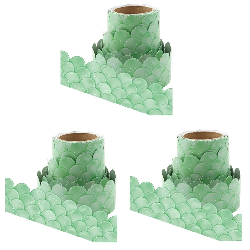 حدود الاسكالوب الخضراء أومبير ، الحدود المستقيمة ، الفصول الدراسية أو تزيين المدرسة المنزلية ، حدود المدرسة ، 3x20m