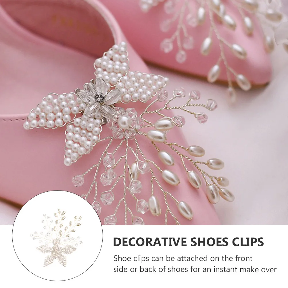 

1Pair Elegant Rhinestone Shoe Flower Clips Fashionable Scarf Bag Decor Bridal Jewelry Buckles Shoe Buckles Crystal Shoes Clip